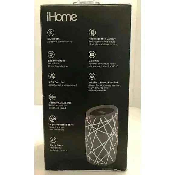 Open Box Unused iHome iBT77 Splashproof Fabric Bluetooth Speaker Voice Controls - Picture 5 of 7